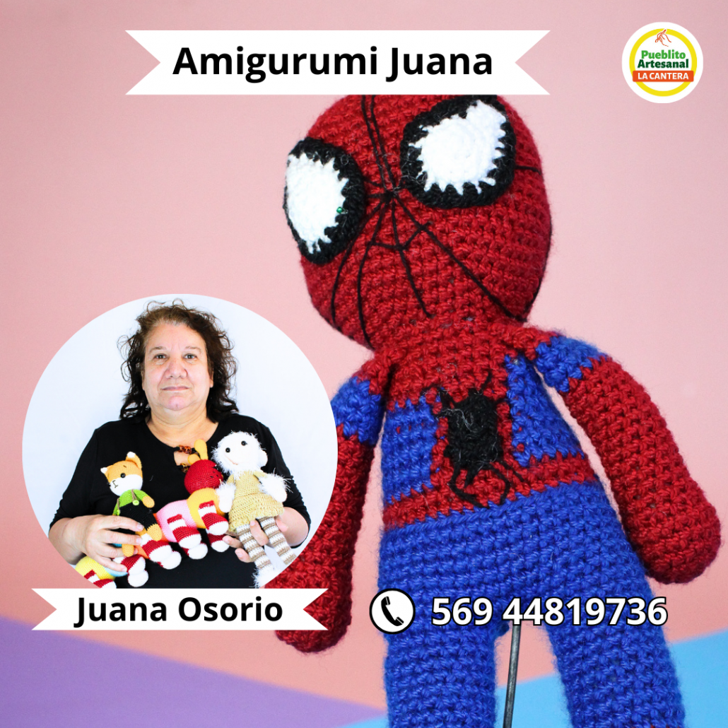 Spiderman tejido , anigurumi , juana Osorio , pueblito artesanal la cantera, Peñaflor, parque trapiche